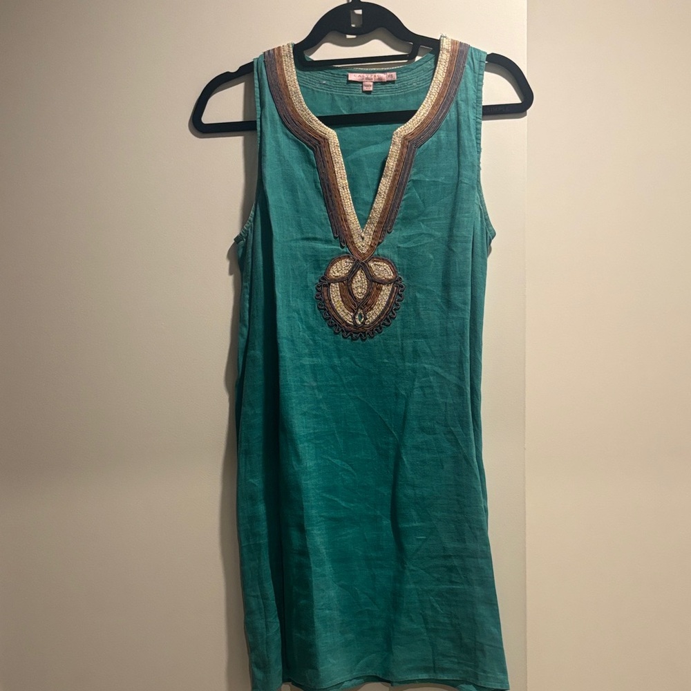 Calypso St. Barth Turquoise Embroidered Tunic